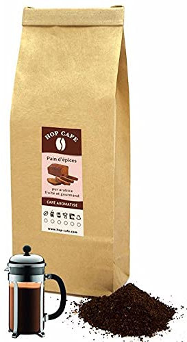 HOP CAFE - Café moulu - Arôme Pain d'Épices - 250g - pour cafetière à Piston