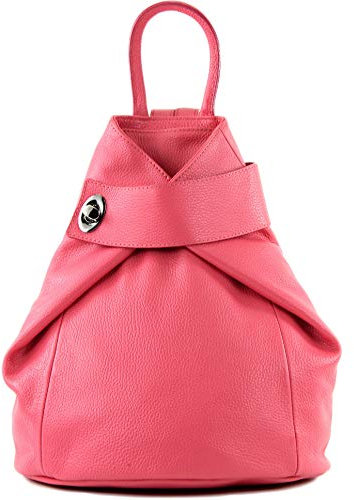 modamoda de - T179 - ital: Damen Rucksack Tasche aus Leder, Farbe:Bubble Gum