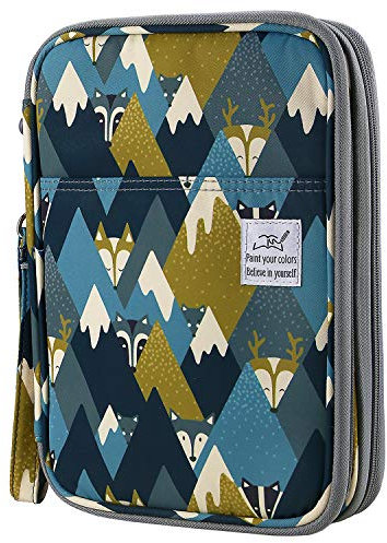 YOUSHARES 192 Slots Colored Pencil Case, Large Capacity Pencil Holder Pen Organizer Bag with Zipper for Prismacolor Watercolor Coloring Pencils, Gel Pens for Artist (Grey Fox)