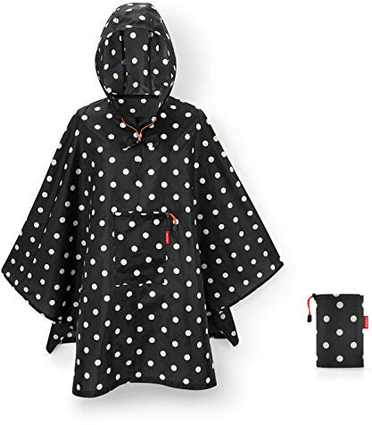 reisenthel mini maxi poncho in Mixed Dots – Klein verpackter Regencape aus hochwertigem Polyestergewebe – Ansprechendes Design mit weiter Kragenöffnung