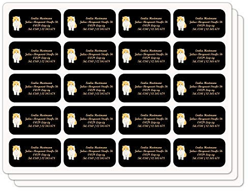 INDIGOS UG Adressetiketten selbstklebend - 40x22 mm - 042 - Katze - 60 Sticker Namensaufkleber Kinder Schule - Namensetiketten selbstklebend - Sticker für Stifte, Federmappe, Hefte, Bücher
