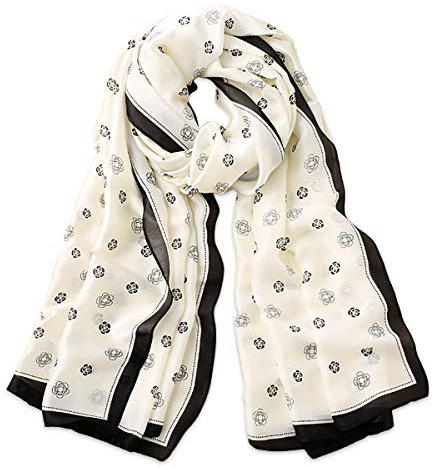 LumiSyne Foulards En Soie Imprimé Floral Rose Echarpes Long Foulards Coloré Châle De Plage Style Doux Et Élégant Toute La Saison