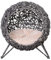 PawHut Panier Chat lit surélevé Chat Cosy Niche Grotte Grand Confort dim. Ø 52 x 58H cm Coussin Moelleux Inclus résine tressée Imitation rotin Gris