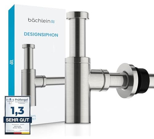 Bächlein Sifone di design universale per lavabo e mobile lavabo - piletta che si adatta perfettamente - sifone antiodore con apertura per la pulizia + istruzioni di installazione