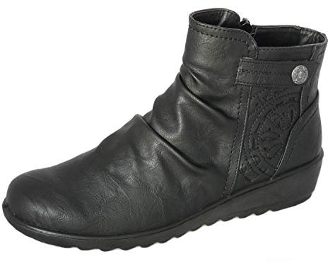 Cushion Walk Bottines légères à fermeture éclair pour femme et fille - Confortables - Tailles 37-42, Noir , 40 EU