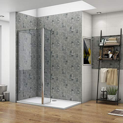 Walk In 50x200cm più Paretina Mobile Da 40cm Vetro 8mm Temperato Trasparente Anticalcare Con Barra Stabilizzatrice da 70-120 cm