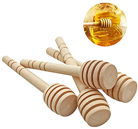 Lot de 35 Cuillère à Miel en Bois Petite 10cm Distribuent Drizzle Miel Confiture, Mini Bâton de Miel, Portable Jam Pot à Miel Distributeur Collectionner remuer Rod Stick, Faveurs De Fête De Mariage