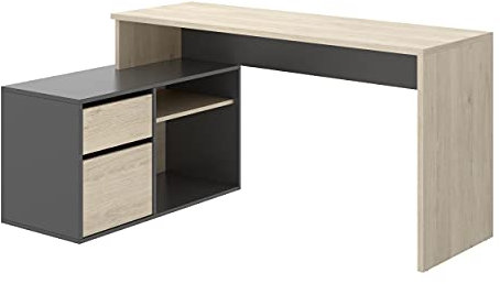 DEKIT GRUPO RIMOBEL ROX - MESA ESCRITORIO CON ALMACENAJE Y DOBLE MONTAJE - 139x75 cm - NATURAL / GRAFITO