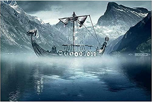 HXXCB DIY 5d Diamant malerei Kits Vollbohrer kristall Strass Diamant Stickerei Mosaik Gemälde,für wohnkultur 30X40Cm Wikinger-Langboot