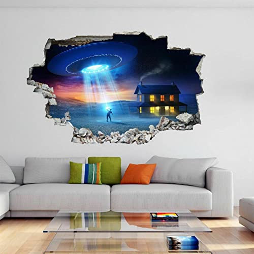UFO Alien Space 3D Wandkunst Aufkleber Wandtattoo Poster Kinderzimmer Dekor