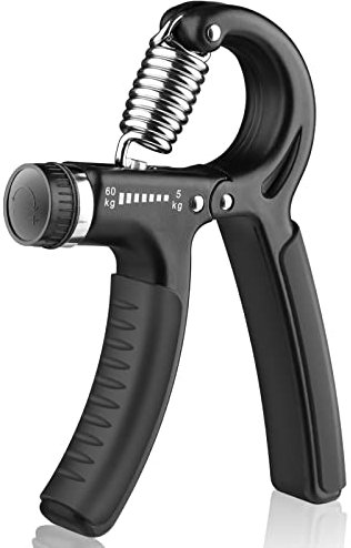 Hand Grip, Grip Musculation Avant Bras, Pince de Musculation Main avec Résistance Réglable 5-60kg, Poignee Exercice pour la Rééducation et le Renforcement Musculaire Noir