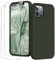 GOODVISH 3 in 1 Designed for iPhone 12 Case, iPhone 12 Pro Case with 2 Screen Protector, Liquid Silicone Soft Phone Case with Microfiber Lining Shockproof Full Protection Cover 6.1inch, Army Green