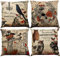 BINXWA 4 Stück Halloween Kissenbezug,Vogelscheuche Schädel kürbis Kissen Baumwolle Leinen Halloween deko gruselig Kissenbezug 45x45cm