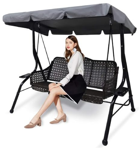 Swing Chair Canopy Cover,195 * 125 * 15cm Garden Swing Chair Canopy Replacement, Waterproof Windproof Swing Chair Canopy Replacement 3 Seater Garden Swing Seat Canopy Cover Garden Hammock Cover