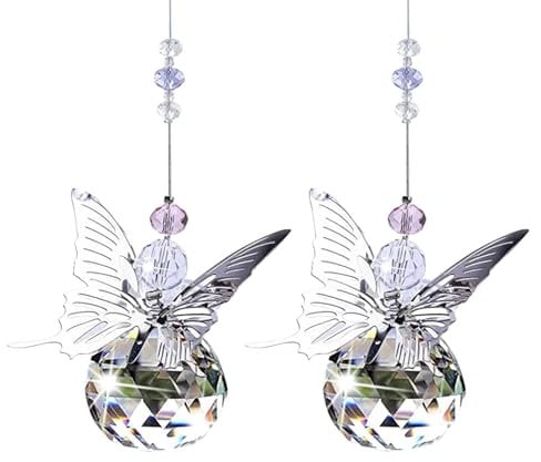 2 Piezas Colgante de Bolas Cristal,Suncatcher,Bolas de Cristal, Cristal arcoíris, Colgantes de Cristal, Bola de Cristal Colgante de Cristal