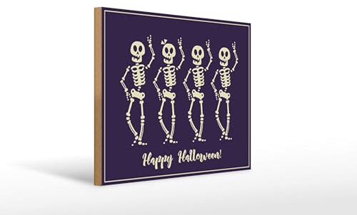 FEMER Cartel de madera para Halloween, 40 x 30 cm, Happy Halloween Feste, regalo