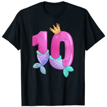 Geburtstagskind 10 Jahre alt, Meerjungfrauenflosse T-Shirt