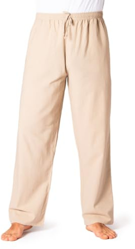PANASIAM Sommerhose Herren - leichte Stoffhose aus Baumwolle, Freizeithose | Schlupfhose, blickdicht, atmungsaktiv, Loose Fit, Baumwollhose, Gummibund mit Kordelzug, Taschen, Yogahose, Sport & Freizeit