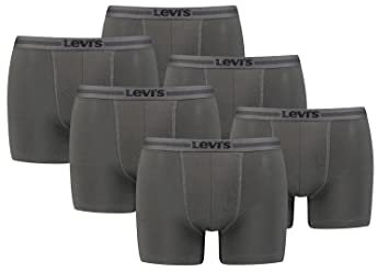 Levi's Tencel Herren Unterwäsche Retroshorts Boxershorts 6er Pack, Farbe:Dark Shadow, Bekleidungsgröße:M