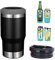 Gteller 4 in 1 Stainless Steel Can/Bottle Insulator, 14oz Two-Way Lids SUS Insulated Can Cooler, Beer Bottle holder (Black-with beer opener)