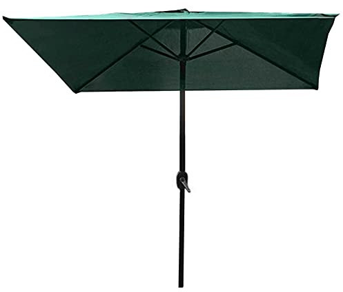 Parasol de terrasse rectangulaire, Parasol de Table de marché extérieur 2m × 2m Sunbrella imperméable, Jardin/Piscine/Plage avec Bouton-Poussoir inclinable et manivelle (Color : Green)