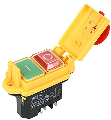 YH02-A Ersatz Schalter 5pin, 250V 15A Magnet-Tastschalter, Schalter Not-Halt-Schalter, Wasser und Staubdichter Maschinenschalter Switch