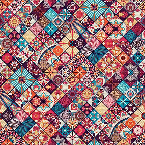 HEKO PANELS Oxford Wasserdichte Meterware Canvas Polyester Zum Nähen Nähstoffe Dekostoffe Wasserabweisend Blickdicht Portugiesisches Muster Rot 1 Meter 155 x 100 cm