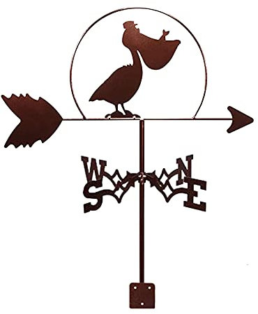 Wetterfahne, Wetterfahnen, Pelikan-Vogel-Silhouette, Edelstahl, Messwerkzeuge, Wetterhahn für Gärten im Freien, Eisen, Kunst, Häuser, Terrasse, Rasen, Dekor, Handwerk