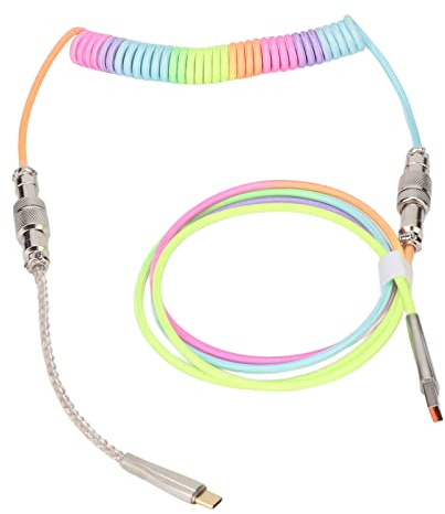 Annadue RGB Luminous Gaming Keyboard Cable with Custom Spiral USB C Coiled Spring Cable, Double Sleeved, Supports USB Type C Mechanical Gaming Keyboards for Exquisite Craftsmanship (Type