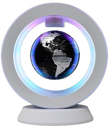 Magnetic Levitator Globe with Built-in Bluetooth Speaker Base, Anti-Gravity 4 Inch Globe Cool Tech Gift for Kids Men Friends Wrold Floating Map Home Bedroom Office Computer Gadget Decor (Black)