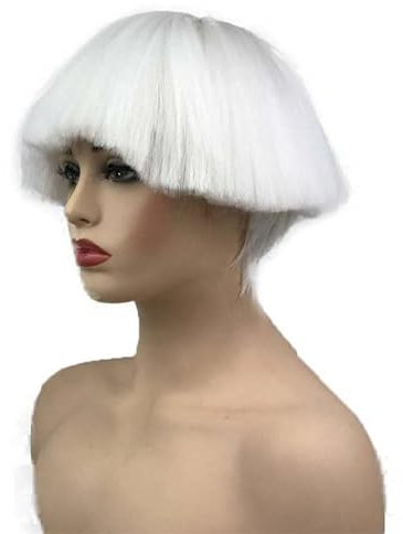 Short Bob Synthetic Wig Hairstyle Red Bowl Haircut Red Black Blonde White Wigs 1001 22inches