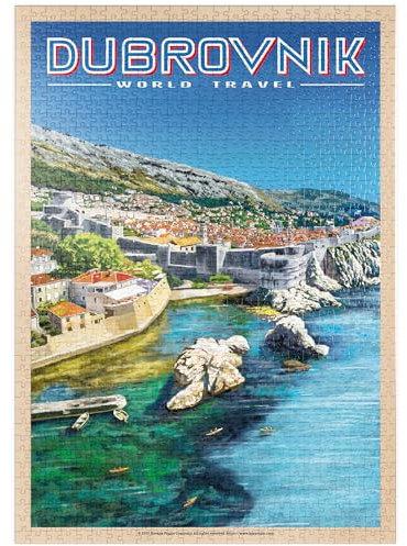 MyPuzzle Dubrovnik, Kroatien - EIN Juwel an der Dalmatinischen Küste, Vintage Travel Poster - Premium 1000 Teile Puzzle - MyPuzzle Sonderkollektion von Havana Puzzle Company