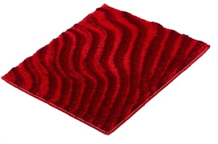 Kleine Wolke Badteppich Terrace Rubin 55 x 65 cm | OEKO-TEX zertifiziert, rutschhemmende Unterseite, für Fußbodenheizung, maschinenwaschbar, 100% Polyacryl