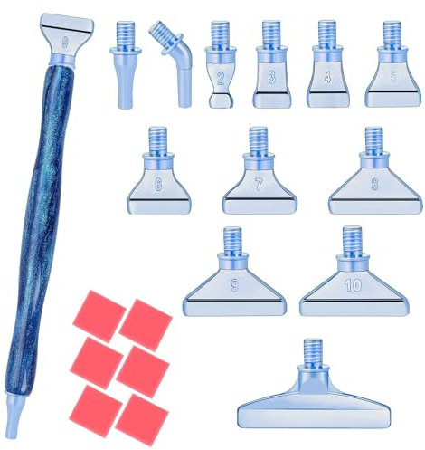 papasgix 20 Pcs DIAMOND Art PAINTING Pens Kits, Diamond Metal Drill Pen Tips with Multi Replacement Pen Heads, 5D DIAMOND Art Accessories Tools for DIY Craft Crystal Drill Bead(20Pcs Blue)