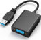 Adaptador USB a VGA, USB 3.0/2.0 a VGA, convertidor 1080P (macho a hembra), multimonitor, cable adaptador externo para PC portátil Windows 10/8.1/8/7/XP(negro)