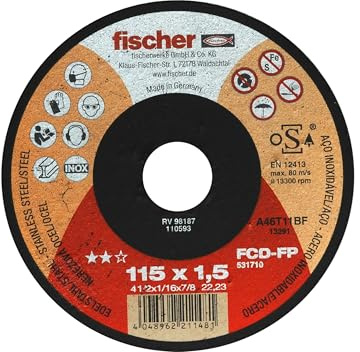 Fischer FCD-FP 115 x 1,5 INOX Trennscheibe für Metall und Edelstahl mit hoher Leistung, Typ 41, für Winkelschleifer, 1 Stück