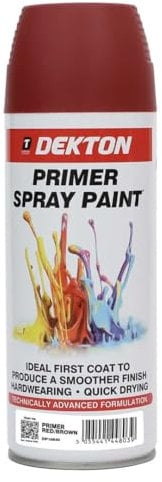 Inspired Essentials - All Purpose Aerosol Spray Paint 400ml Quick Drying Spray, Fast Dry and Excellent Coverage for Metal, Wood, Plastic and More (1, Dekton Red/Brown Primer)