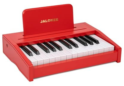JALOKEE Clavier de Piano pour Enfants, Piano numérique pour Enfants, Instrument de Musique éducatif, Piano en Bois pour Filles et garçons de Plus de 3 Ans (Rouge, 25 Touches)