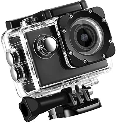 Itonash Action Camera, Full HD 2.0 Inch Action Camera K1080HD 12MP Sports Camera, Action Cam Underwater 30m 98ft Waterproof Camera and Mounting Accessories Kit for Diving Bicycle