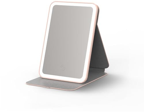 medisana CM 400 Kosmetikspiegel mit Beleuchtung, Schminkspiegel mit LED-Licht, Tischspiegel mit wiederaufladbarem Akku in klein, faltbar und tragbar, perfekt für unterwegs und auf Reisen