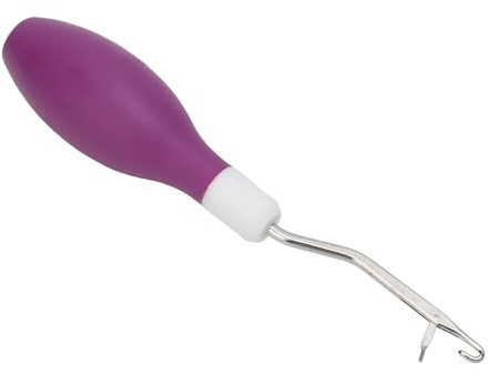 Crochet Hooks, Ergonomic Rubber Handle Latch Hook for Wool Hair Tufting Rugs, Beginner Friendly Purple Crochet Knitting Tool for Wool Crafting, DIY Projects, Home Decor and Fiber