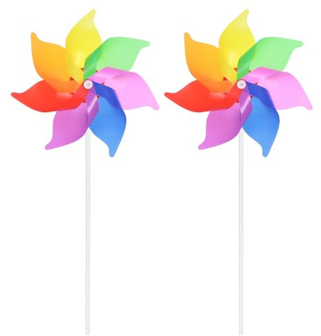 QUARKZMAN Regenbogen-Windräder 15,4 Zoll 7 Blätter Kunststoff-Windmühle für Partydekorationen im Freien, Dekor für Rasen, Hof, Garten, Terrasse, bunt