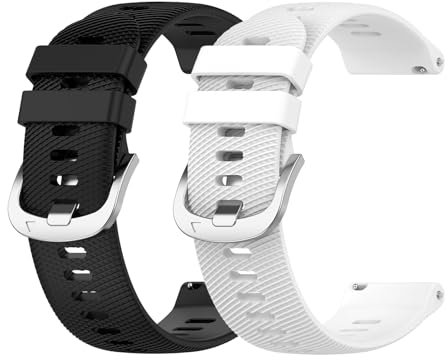 Garmcool 2 Pack 22mm Silicone Bracelets Compatible avec Garmin Forerunner 255/Vivoactive 4/Venu 3 Bracelet Noir Blanc Hommes Femmes Remplacement Sport Accessoires