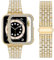 wutwuk Armband Kompatibel mit Apple Watch 10 Armband 46mm Gold Damen mit Diamant Strassstein Harter PC Schutzrahmen Kunststoffgehäuse Schutzhülle Frauen