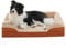 PAWZ Road Großes Hundebett, waschbar, orthopädisch mit abnehmbarem Flanellbezug und Reißverschluss, Hundesofa für große Hunde, 2-lagiges wasserdichtes Hundebett Khaki, 89x63x16cm