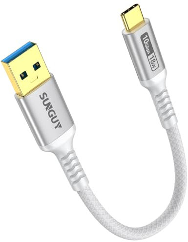 SUNGUY Cable USB C, 15cm 10Gbps Cable USB vers USB C, Cable USB C Charge Rapide pour iPhone 16/15 Pro Max, Galaxy S24, Google Pixel, Android Auto, Huawei P40/P30, MacBook Pro-Blanc
