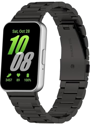 Metallarmband Armband Kompatibel mit Samsung Galaxy Fit 3 | Aus Edelstahl Gefertigt Stilvoll und langlebig Uhrenarmband für Samsung Galaxy Fit 3 SM-R390,Damen und Herren