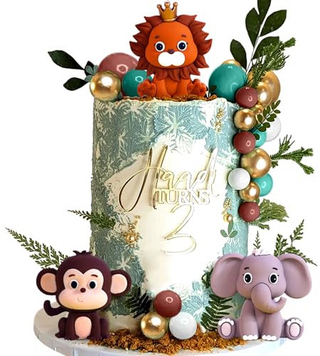 JeVenis Safari Baby Shower Cake Decoration Safari Animals Cake Decoration Wild One Cake Decoration Two Wild Cake Topper Giraffe Monkey Cake Topper