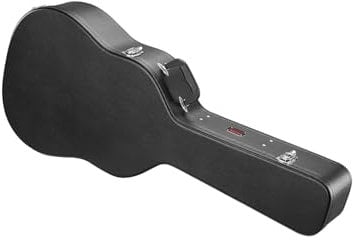 VEVOR Custodia Rigida per Chitarra Acustica, 1100 mm Custodia Rigida Chitarra a Forma Zucca, con Maniglia Chiave Blocco, Imbottitura, Fodera Morbida, Custodia Resistente all'Acqua, 990-1100 mm, Nero
