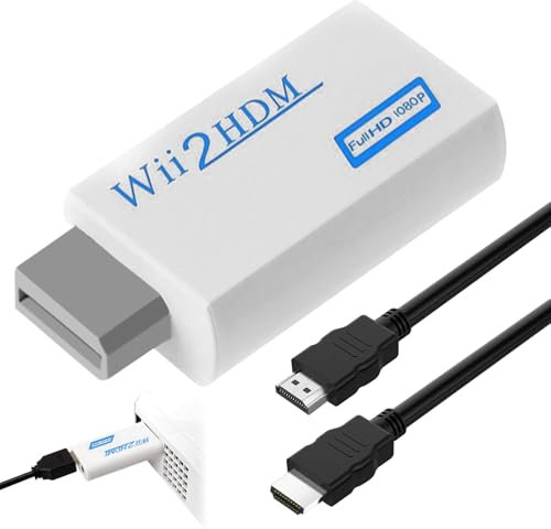 HELION Wii Adapter to HDM1, Wii to hd mi Converter with 1m HDM1 Cable and 3.5mm Audio Output, W ii Cable to TV for 1080P/720P HD Video Audio Output, Compatible with All W ii Display Modes